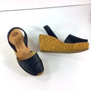 The Spanish Sandal cork leather wedges- AVARCAS